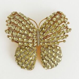 Signed Joan Boyce Goldtone Butterfly Crystal Insect Brooch Pin‎ Pendant HSN